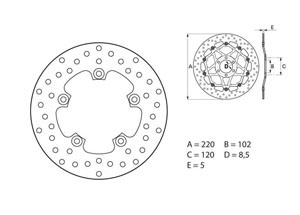 Disque de frein arrière Brembo Serie ORO rond fixe APrilia RSV 1000